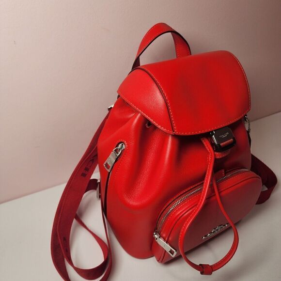 NWT Coach CR100 Pace Backpack Smooth Leather Miami Red - Picture 2 of 7
